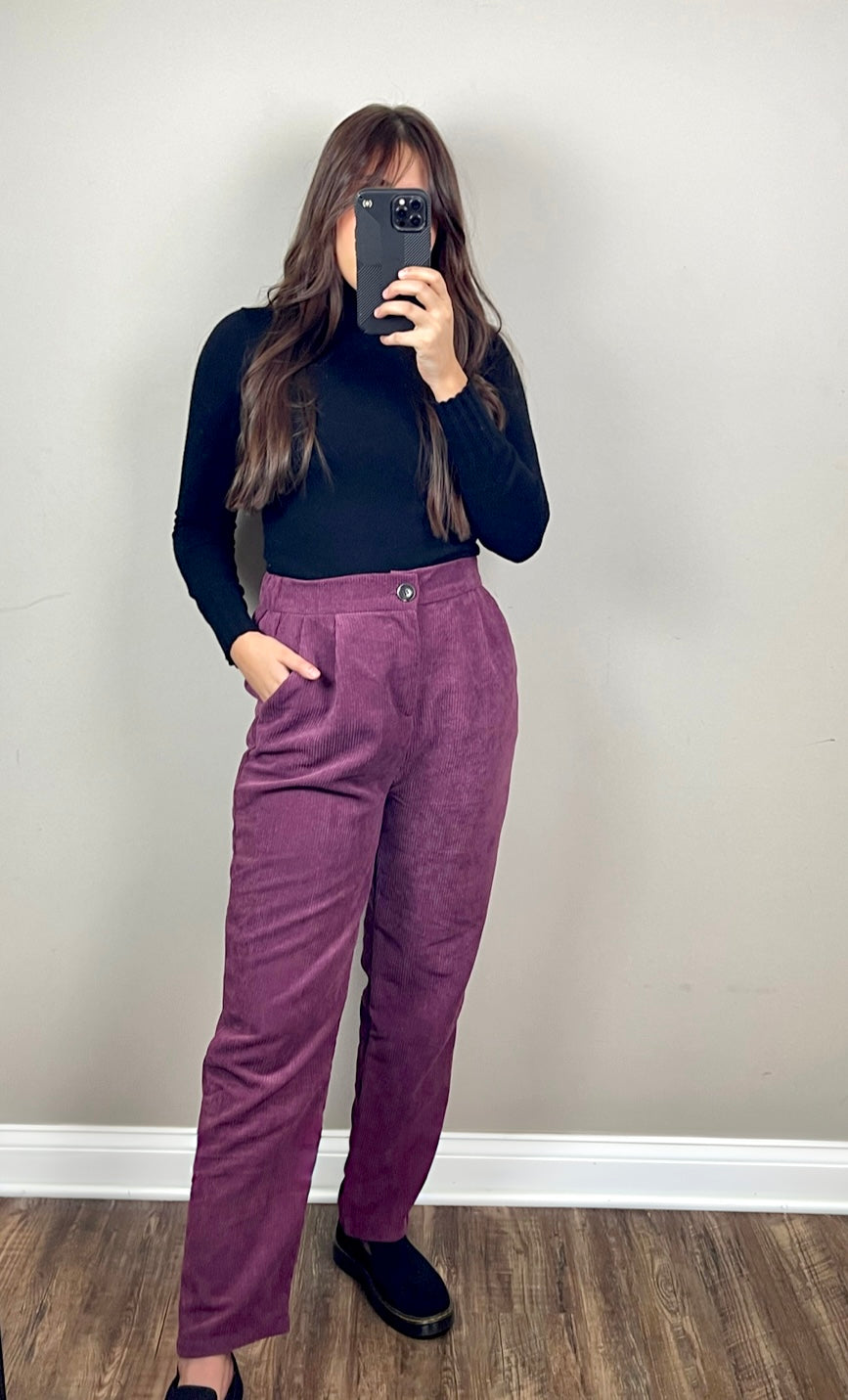 Eggplant Corduroy Pants
