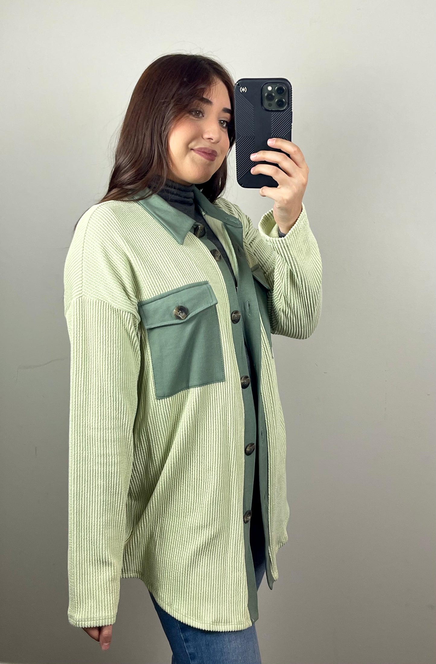 Mint Ribbed Shacket
