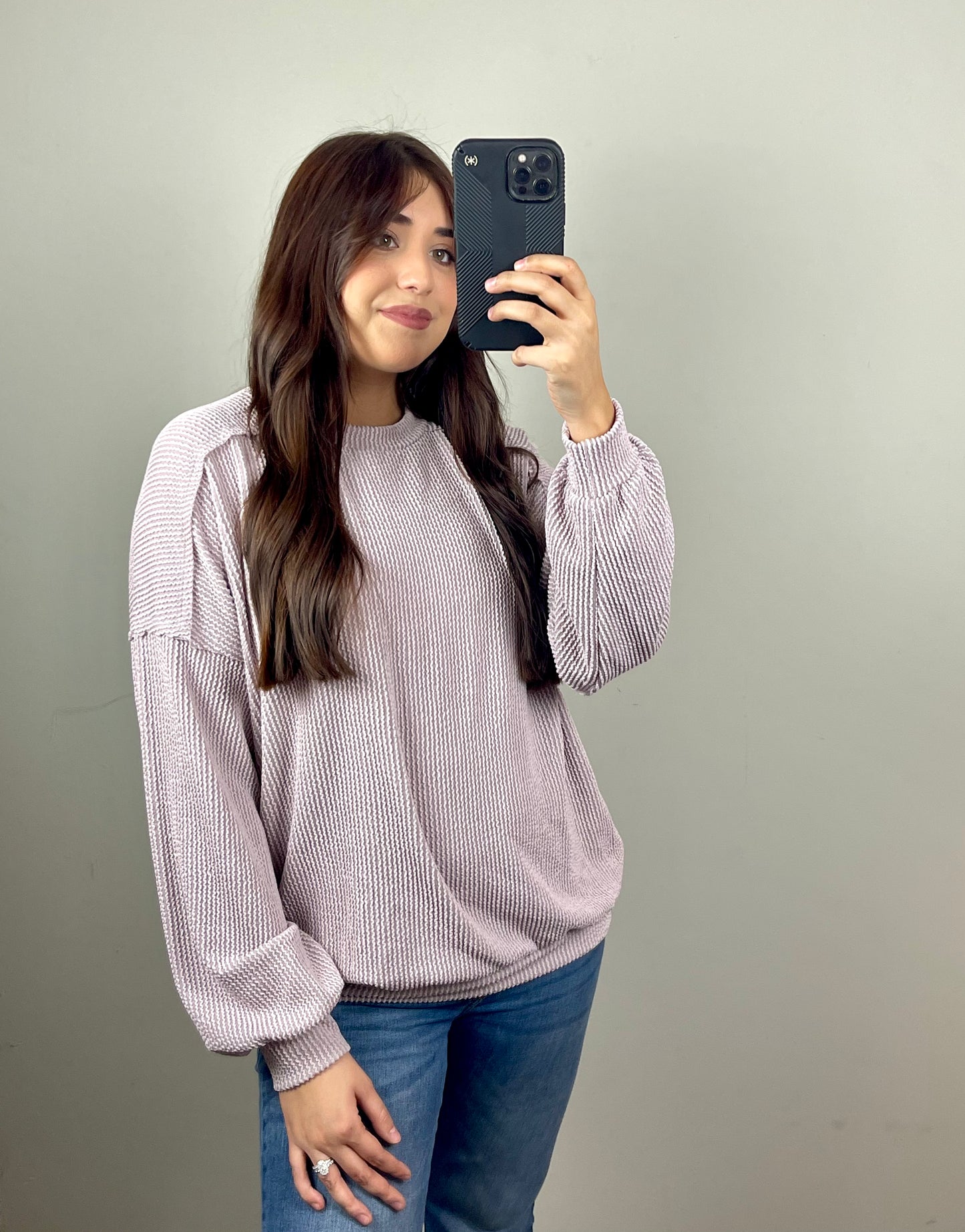 Dusty Mauve Ribbed Top