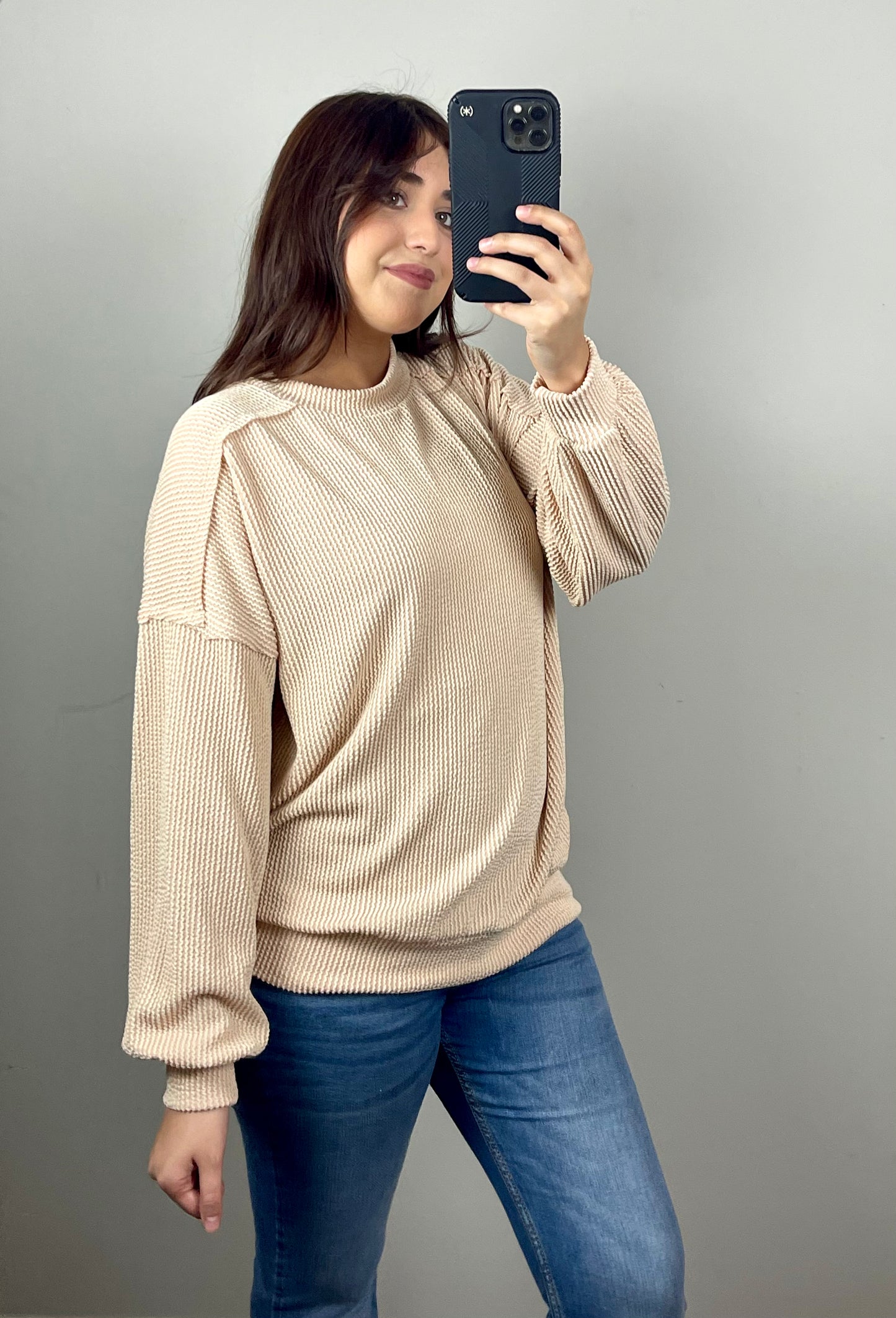 Nude Ribbed Top