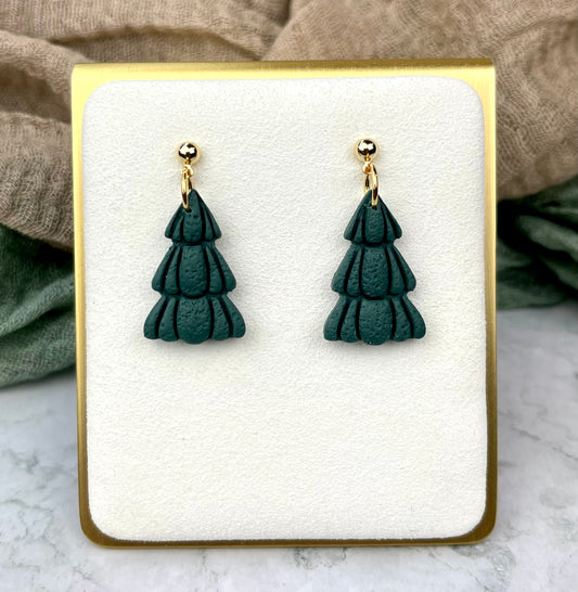 Dark Green Tree Earrings