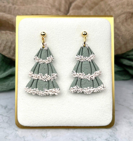 Sage Winter Tree Earrings
