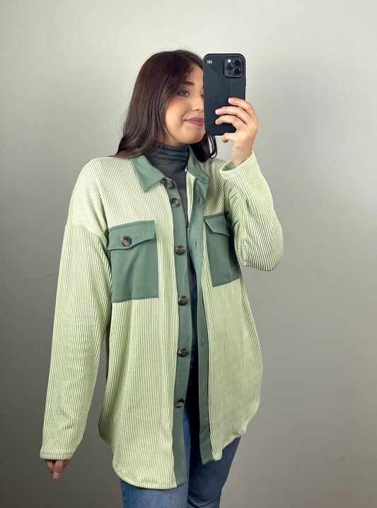 Mint Ribbed Shacket