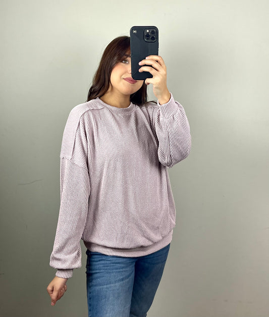 Dusty Mauve Ribbed Top