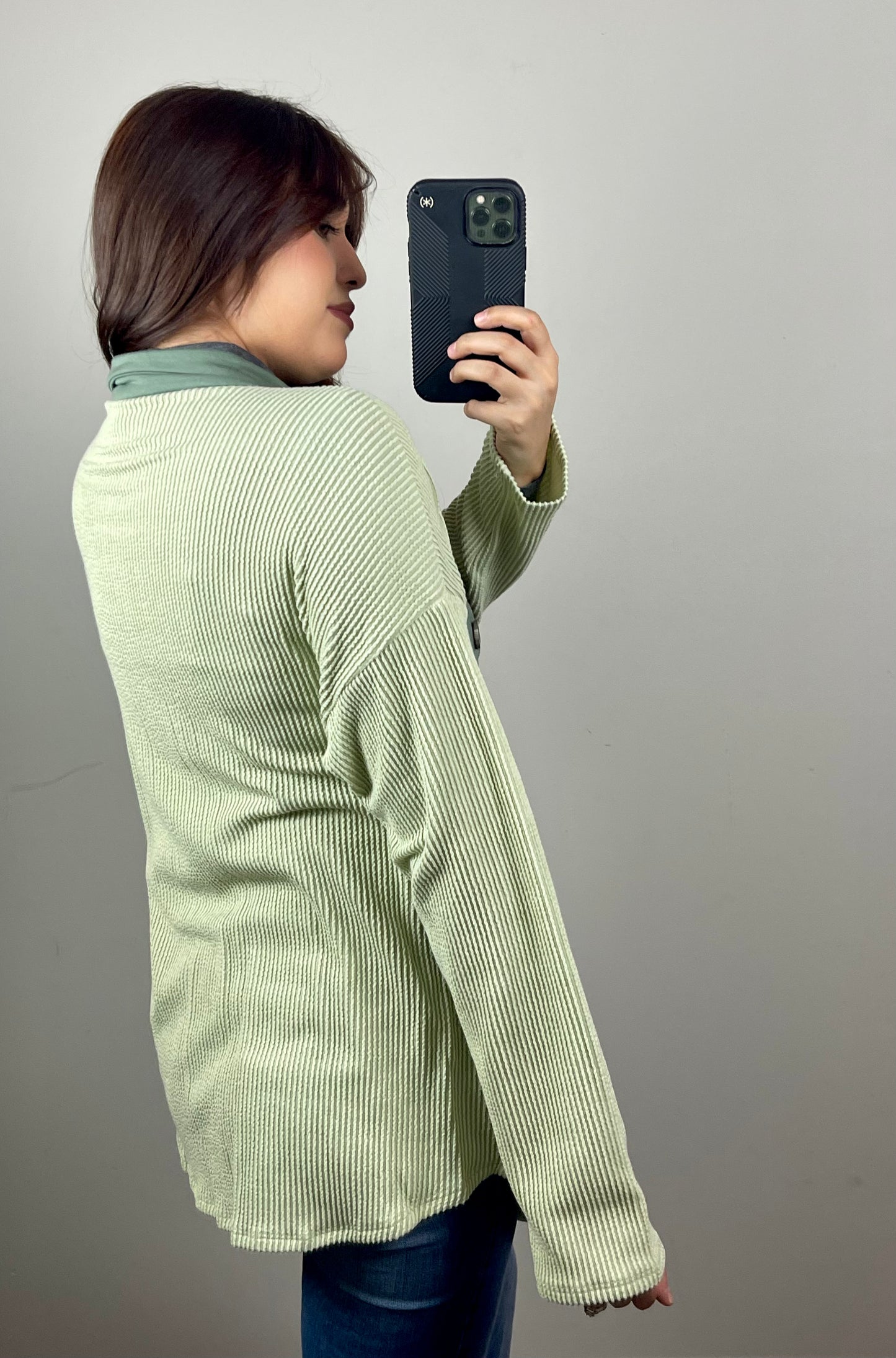 Mint Ribbed Shacket