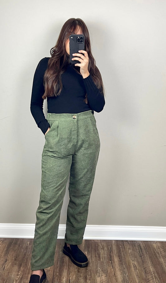 Olive Corduroy Pants