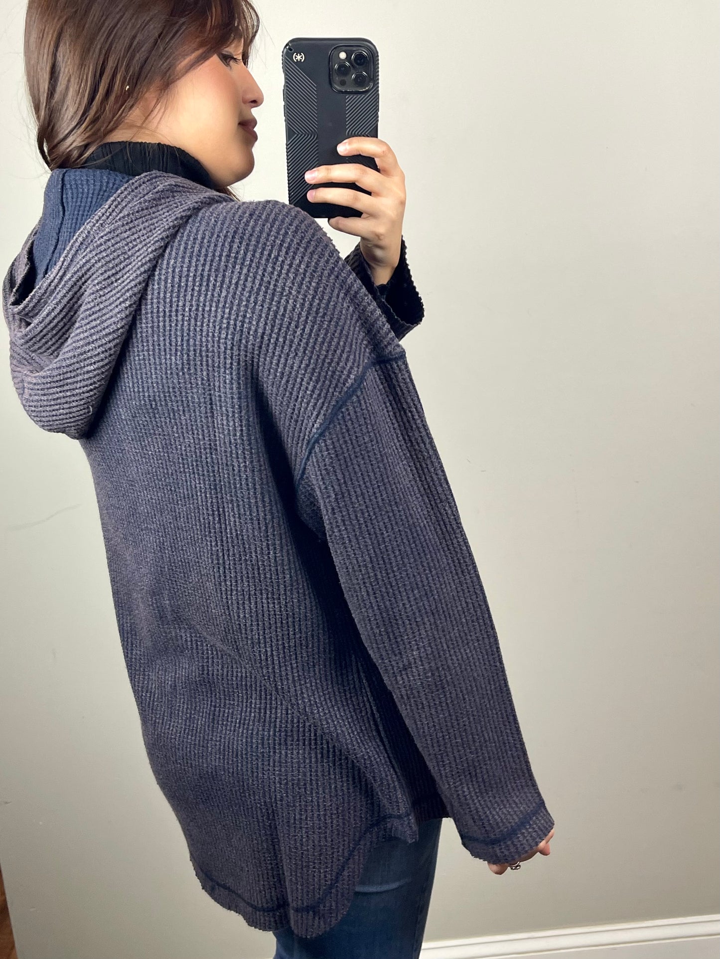 Color Washed Ribbed Shacket