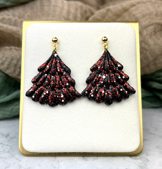 Glitter Christmas Tree Earrings