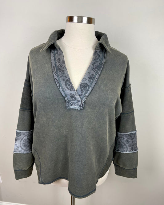 Plus Paisley Accent Top