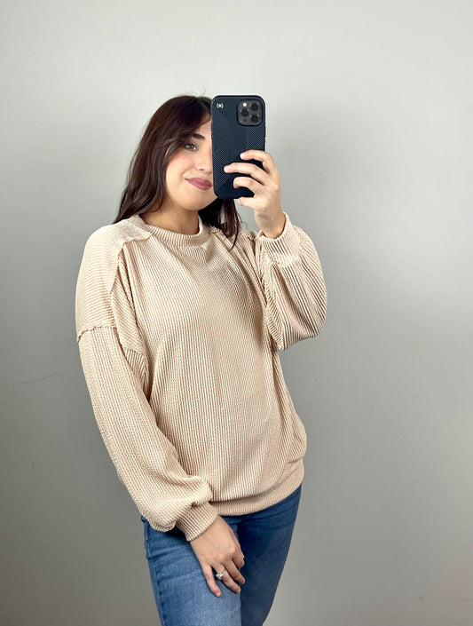 Nude Ribbed Top