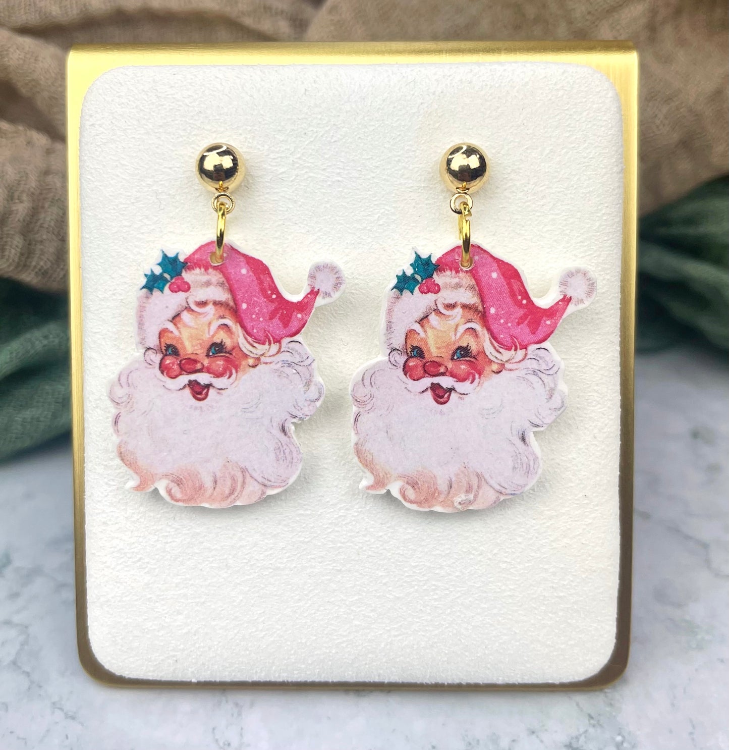 Vintage Santa Earrings