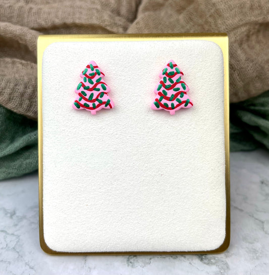 Tree Cake Earrings- Pink