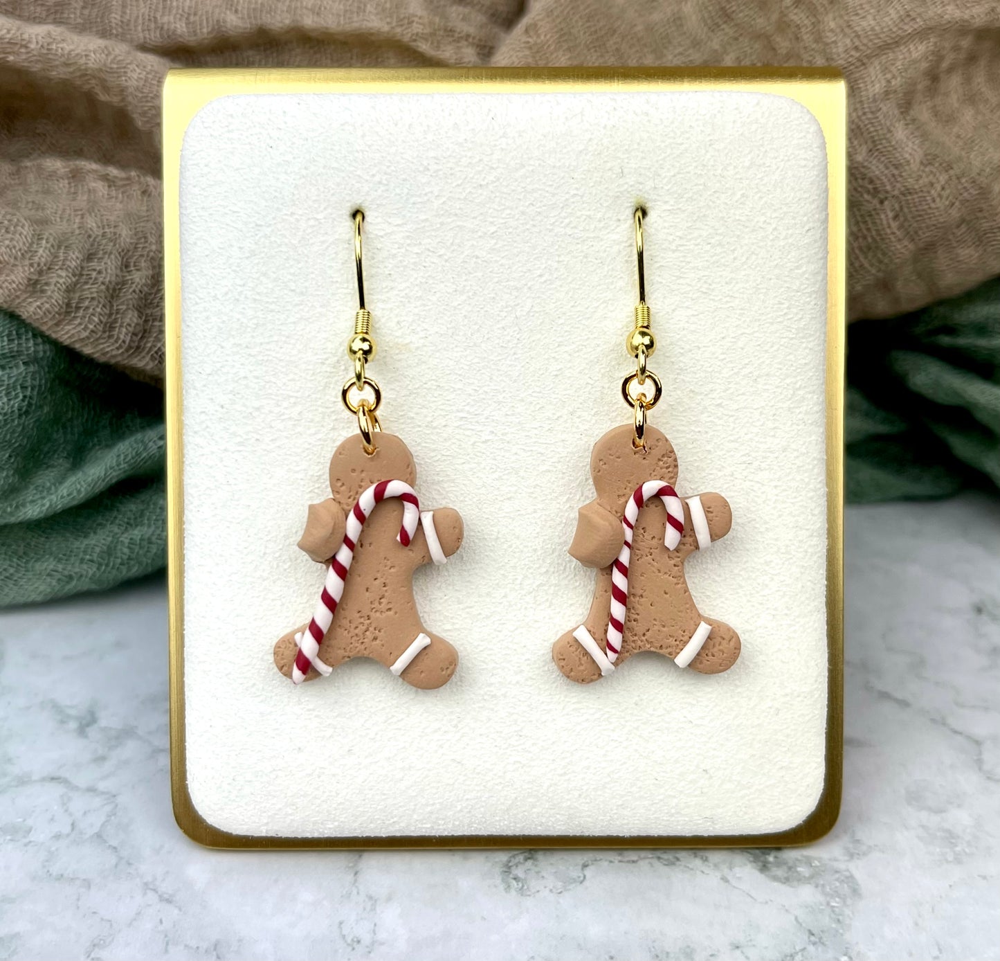 Candy Cane Gingerbread Earrings